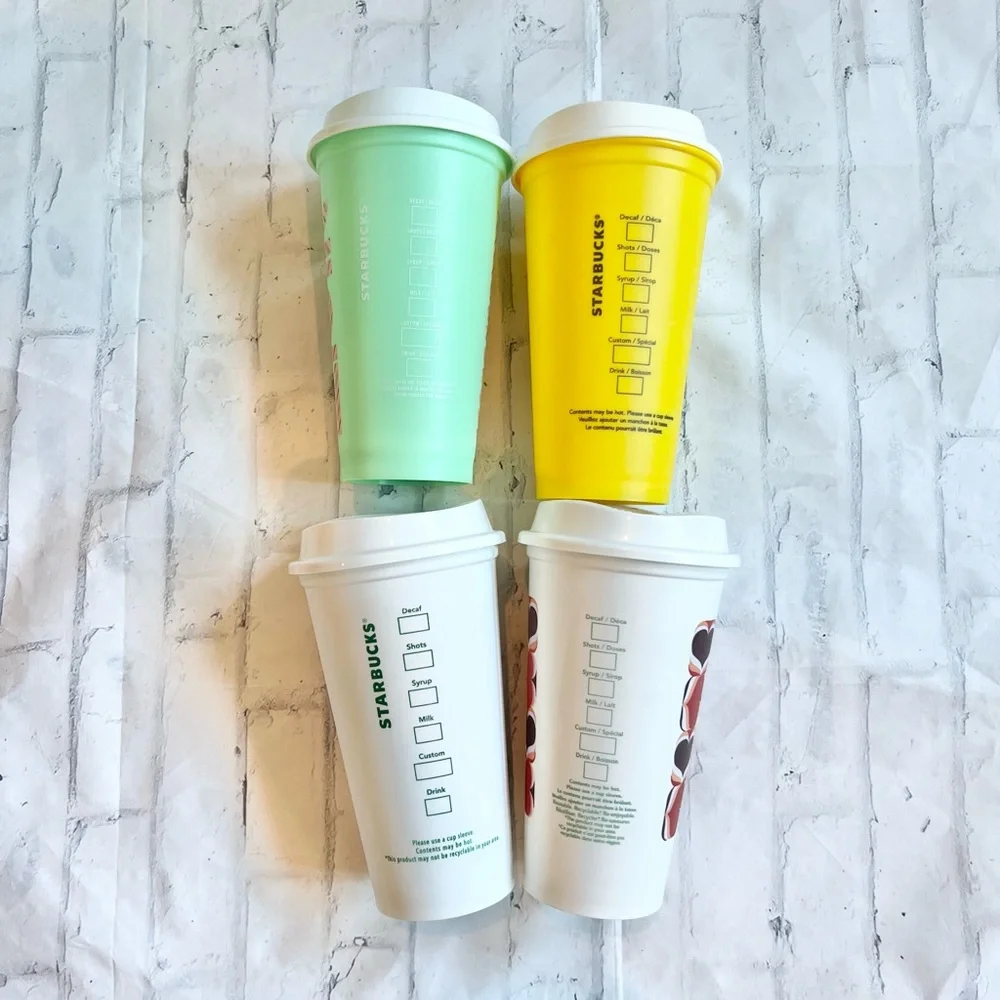 Starbucks Reusable Hot Cups 16oz Set of 4 Travel Mugs Valentine Candy Cane